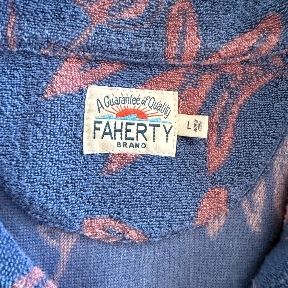 Faherty Blue and Pink Leaf Pattern Shirt - Picture 2 of 3